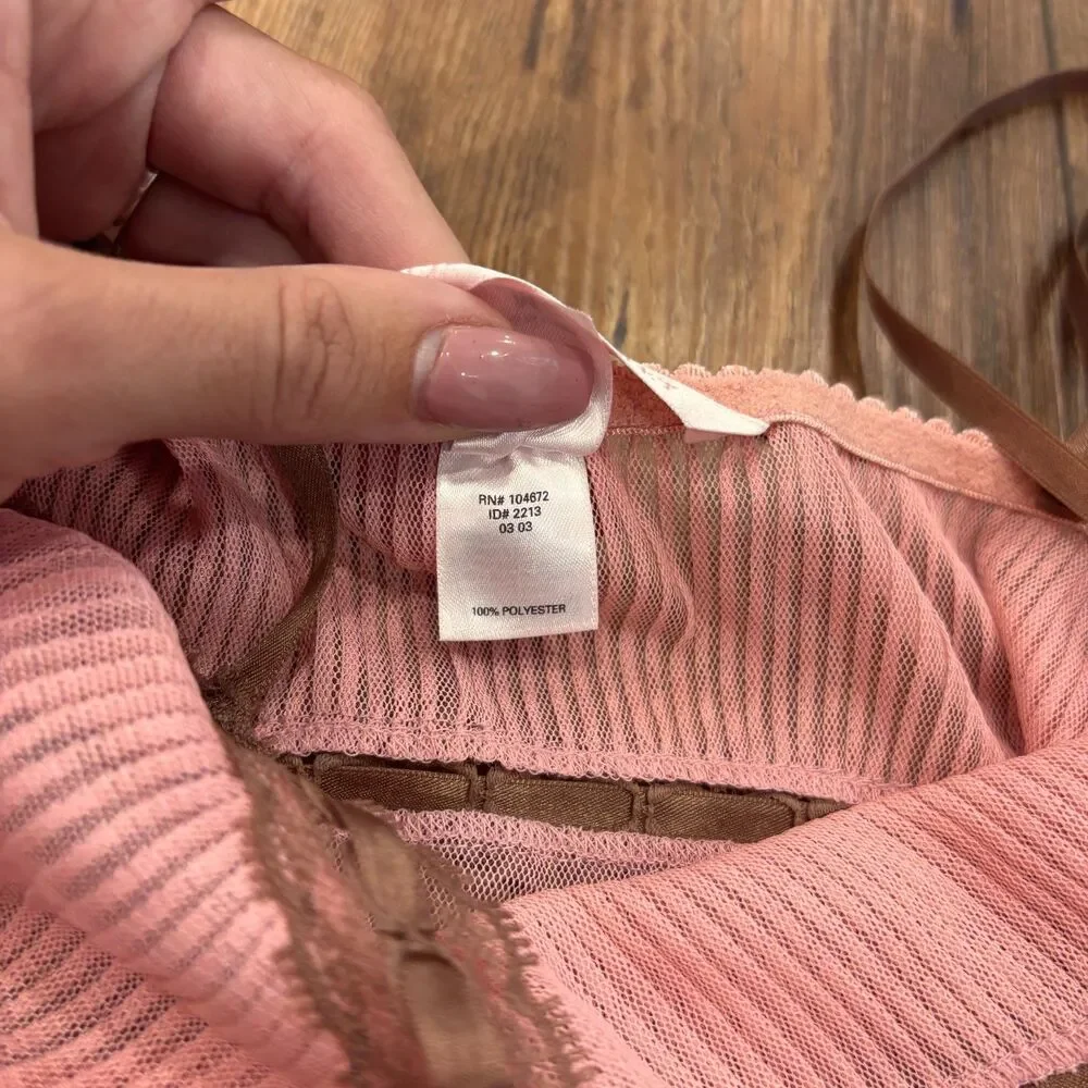 Vintage Y2K Victoria’s Secret Dusty Rose Pink Sheer Mesh Mini Slip Dress M